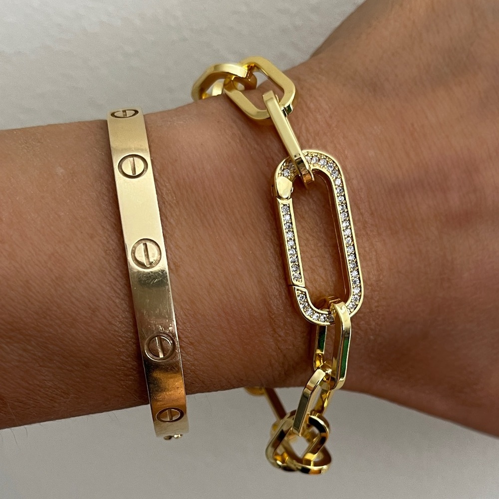 Thick brass statement chain 7inch-14k